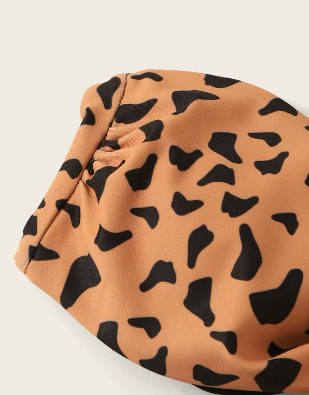 Graphic print knot front bandeau bikini swimsuit