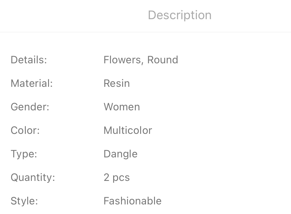 Dried flower decor round drop earrings