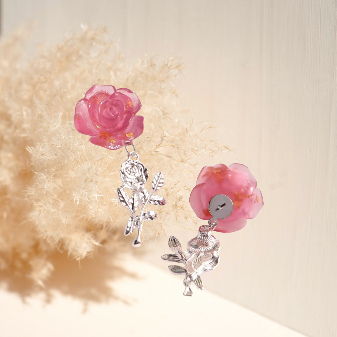 Rose decor drop earrings