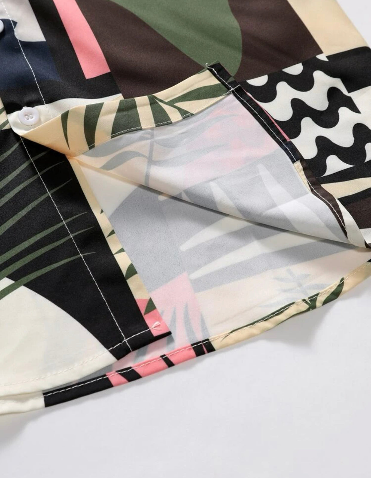 Men’s plant print shirt & drawstring waist shorts without tee