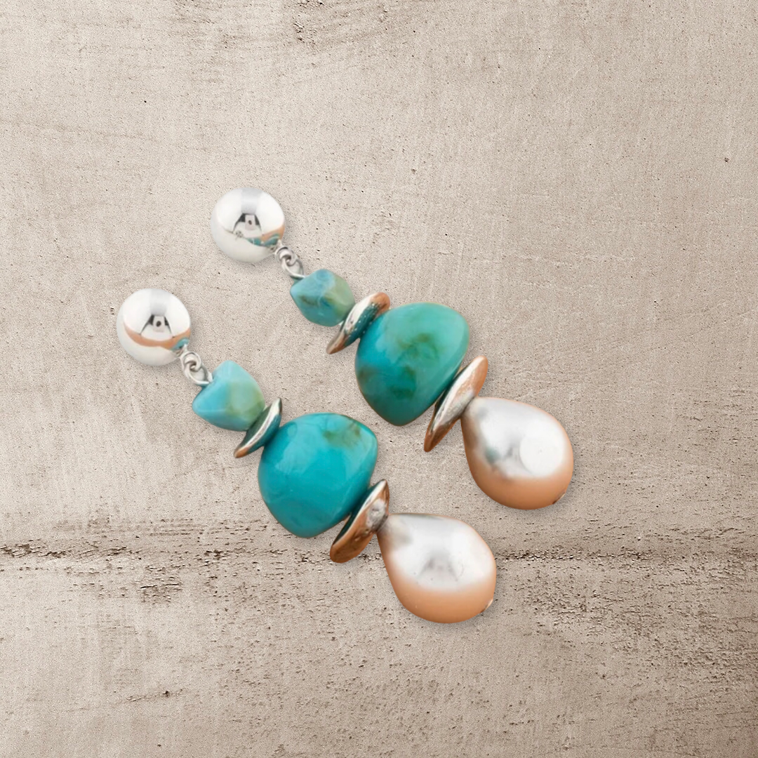 Faux pearl decor earrings