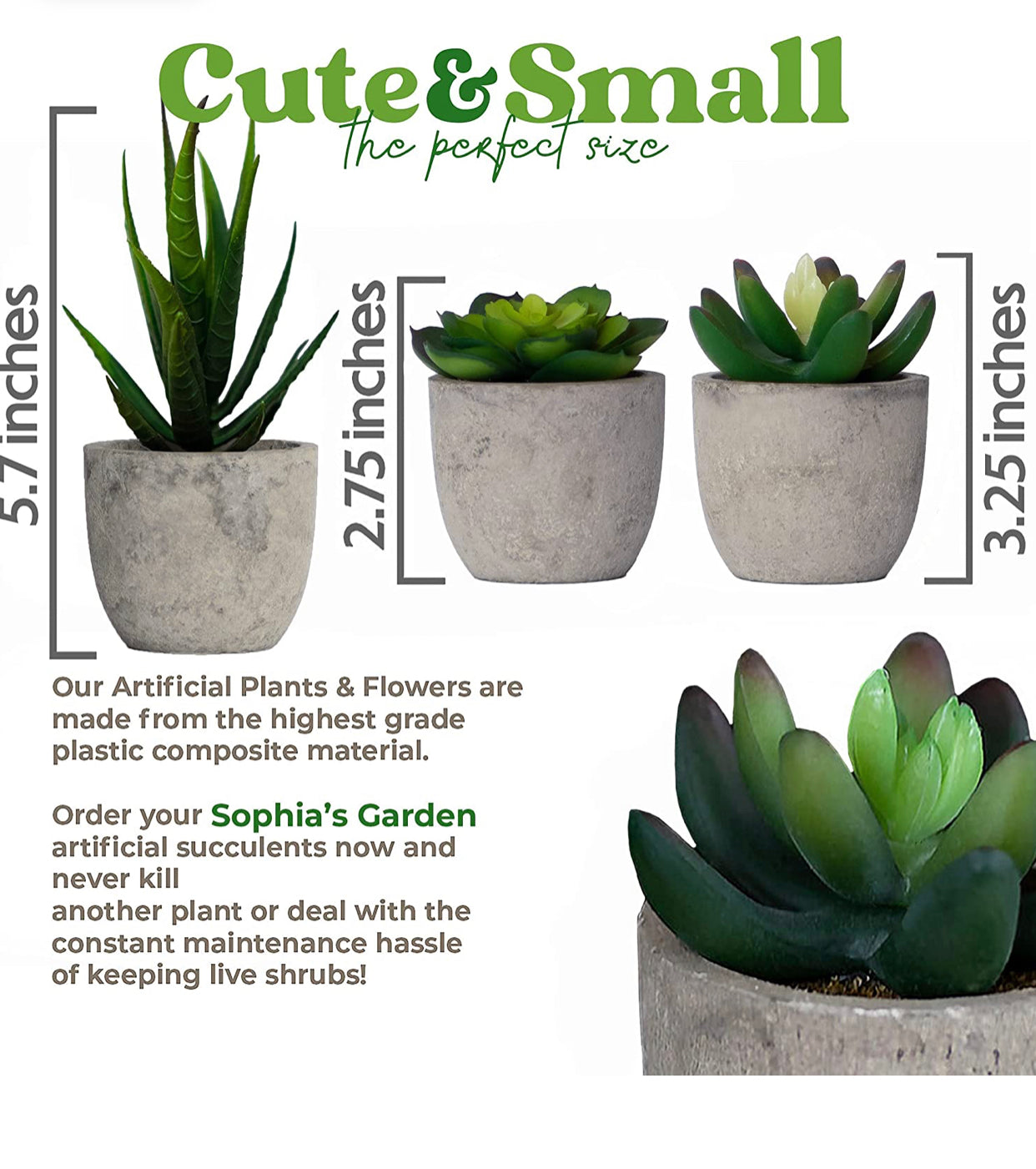 Set of 3 Artificial Succulents Plants