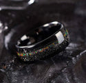 Mens Womens 4mm 8mm Fire Created-opal Inlay Tungsten Wedding Rings Band