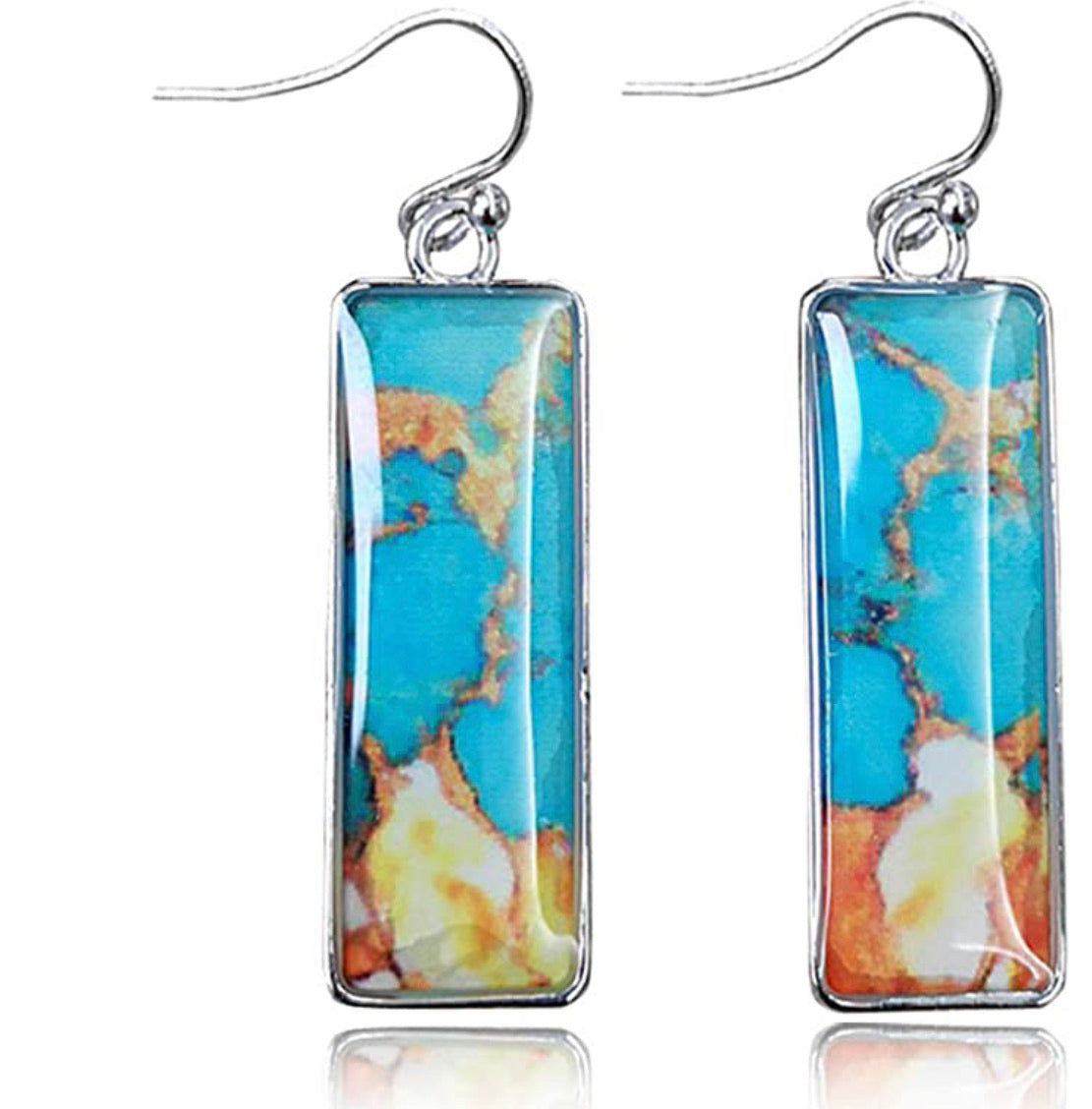 Ethnic Turquoise Square Dangle Drop Earrings - Christina’s unique boutique LLC