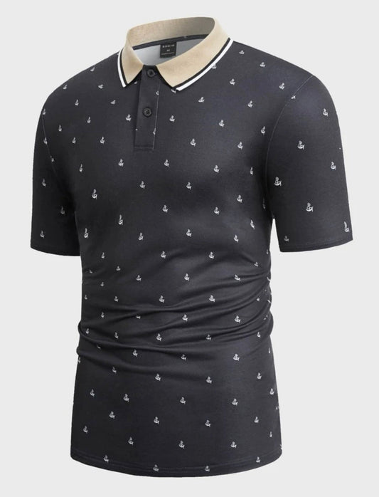 Men’s allover graphic print polo shirt