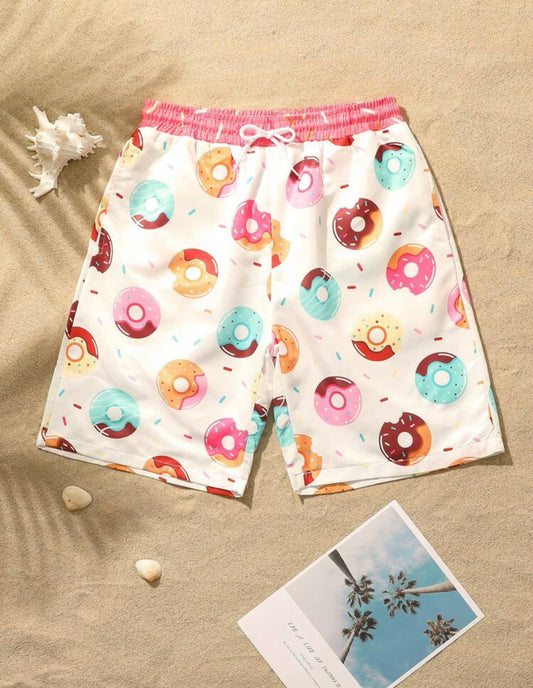 Men’s donut print swim trunks