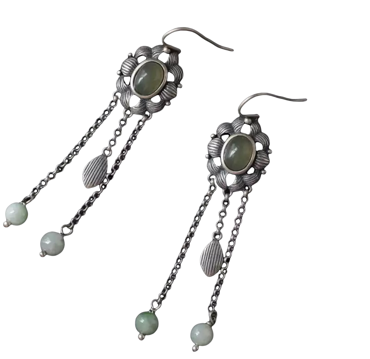 New original natural Hetian jasper tassel earrings