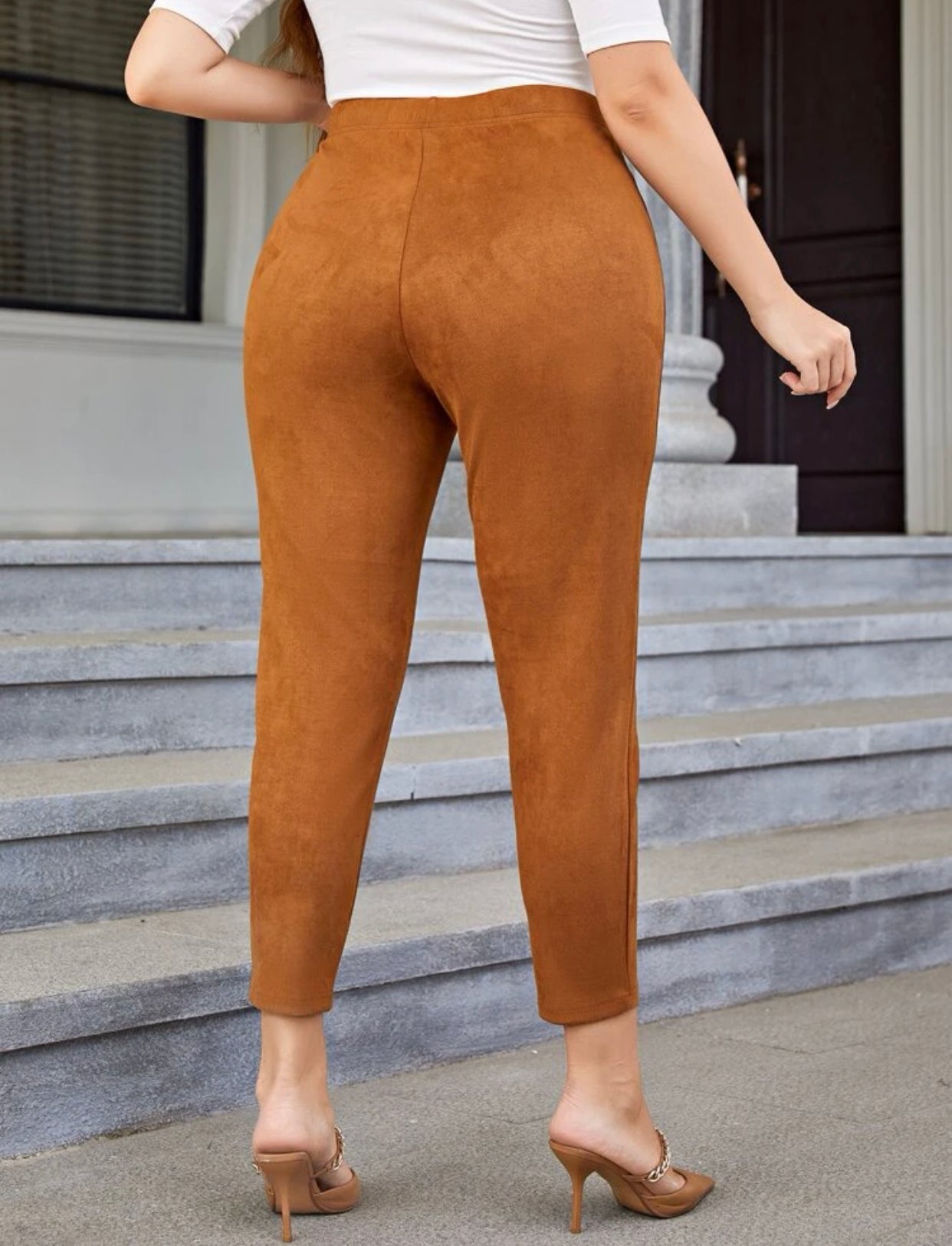 Curve & plus high waisted faux suede pants