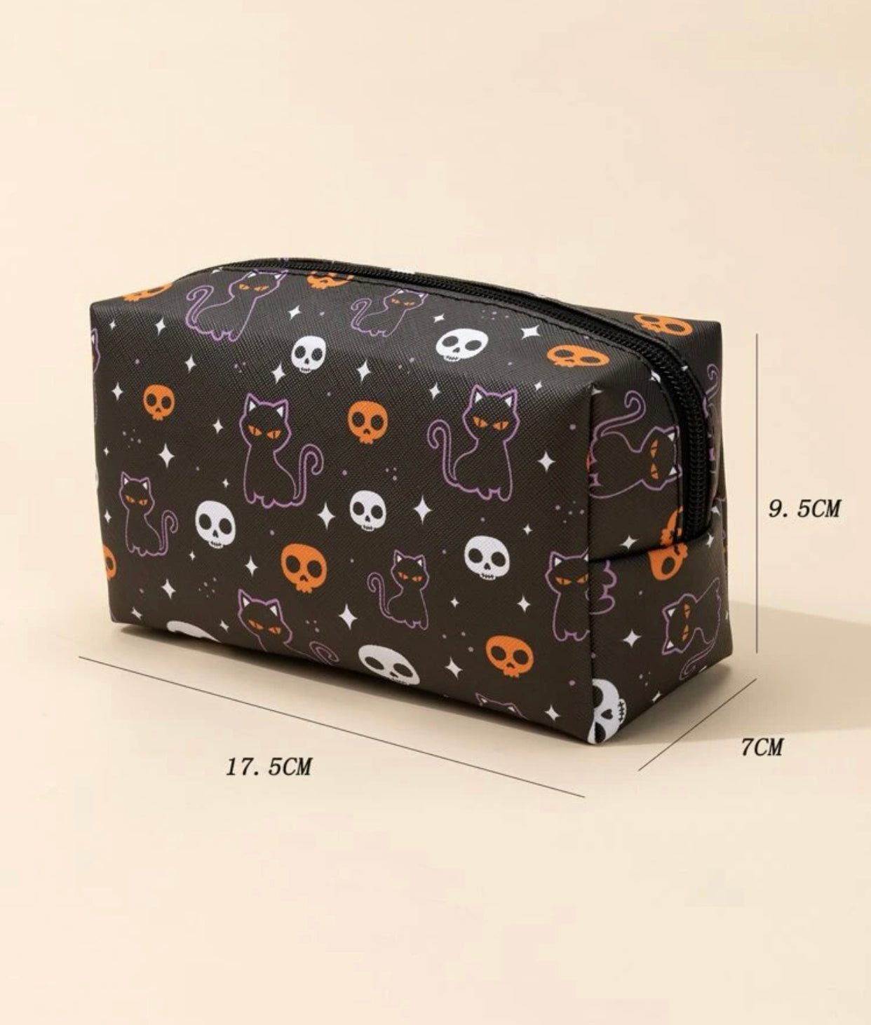 Halloween 1pc cat print square makeup bag