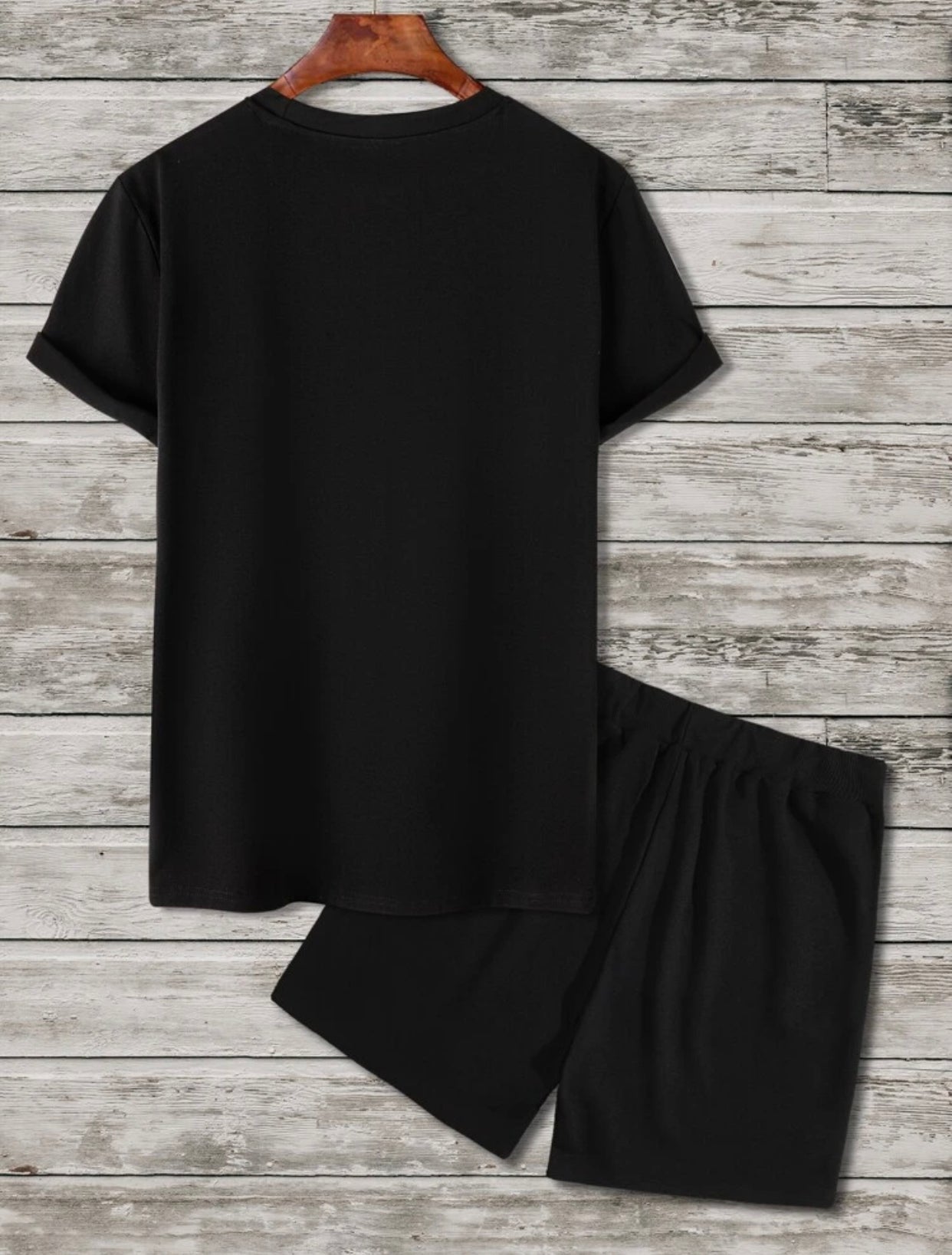 Men’s playing cards print tee & drawstring shorts