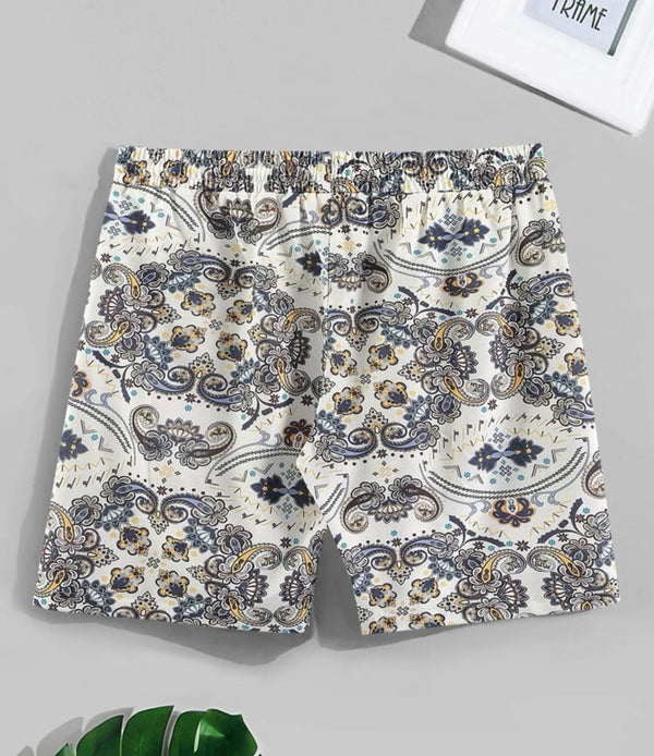 Men’s paisley print drawstring waist shorts