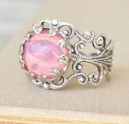 Pink Opal decor statement ring. Size 8.