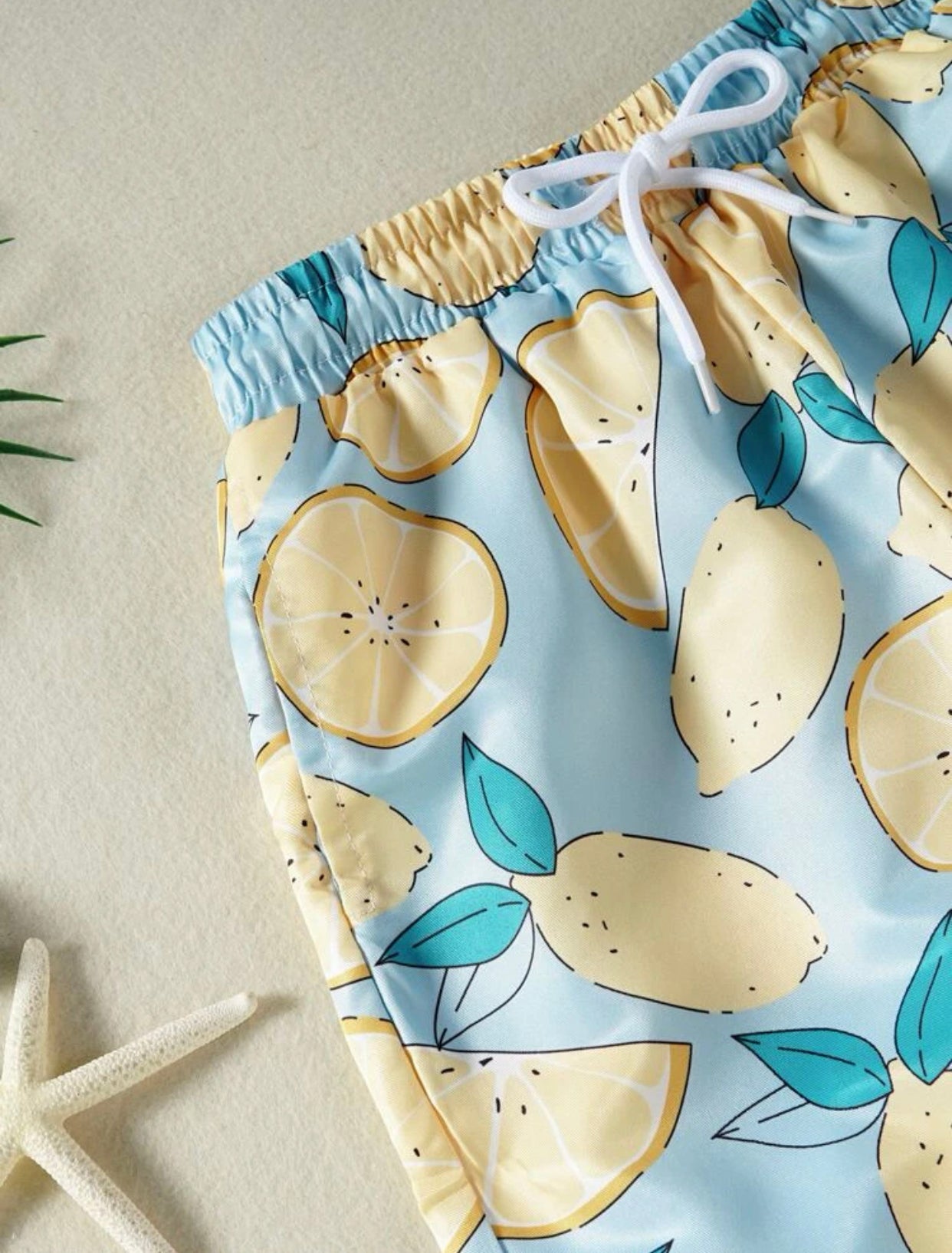 Toddler boys lemon print swim shorts