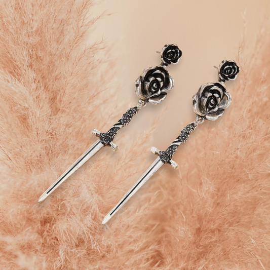 Flower decor drop earrings