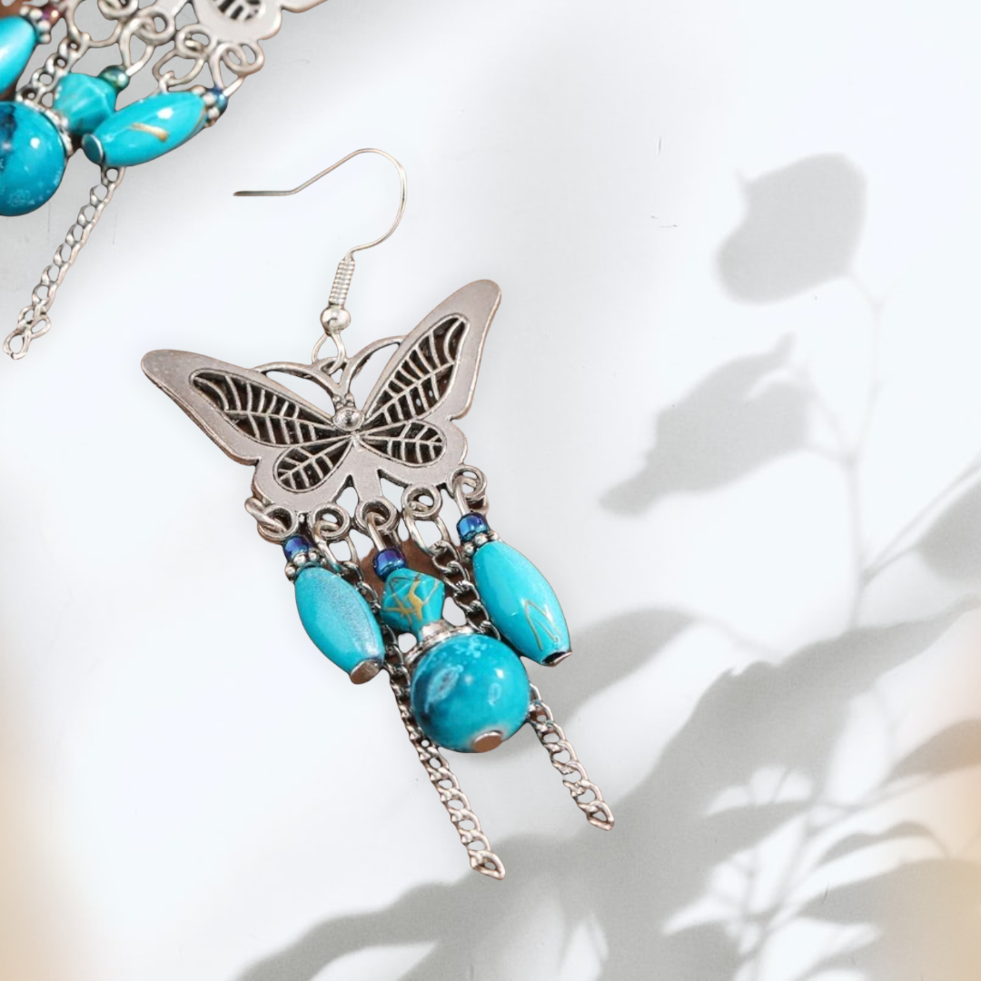 Butterfly decor dangle earrings