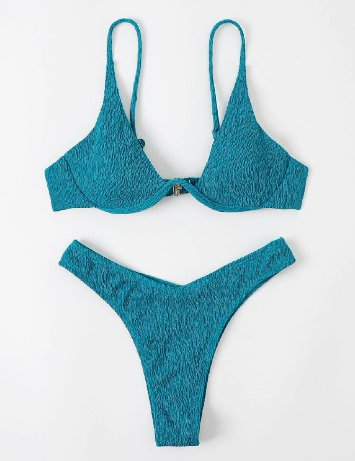 Textured underwire high cut bikini swimsuit