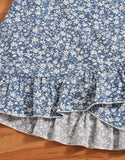 Teen girls one shoulder top & ditsy floral ruffle hem skirt set