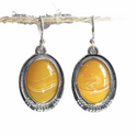 Orange agate oval shaped silver plated earrings. - Christina’s unique boutique LLC