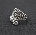 Vintage Spoon Ring Antique Silver Flower Ring. Adjustable in size. Style 4.