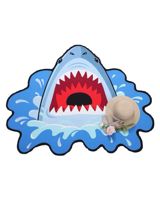 Cartoon Shark Beach Blanket