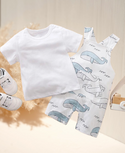 Whale design baby cartoon animal graphic overalls and top set