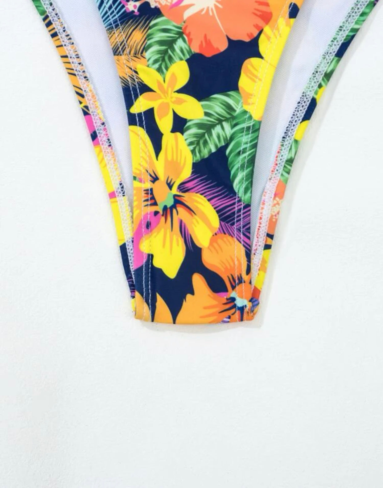 Floral print halter bikini swimsuit