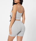 Petite knit cami top and biker shorts set