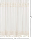 Minimalist Boho Chic Solid Ivory Cream Macrame Fringe Knotted Tassel Decorative Bathroom Fabric Bath Shower Curtain