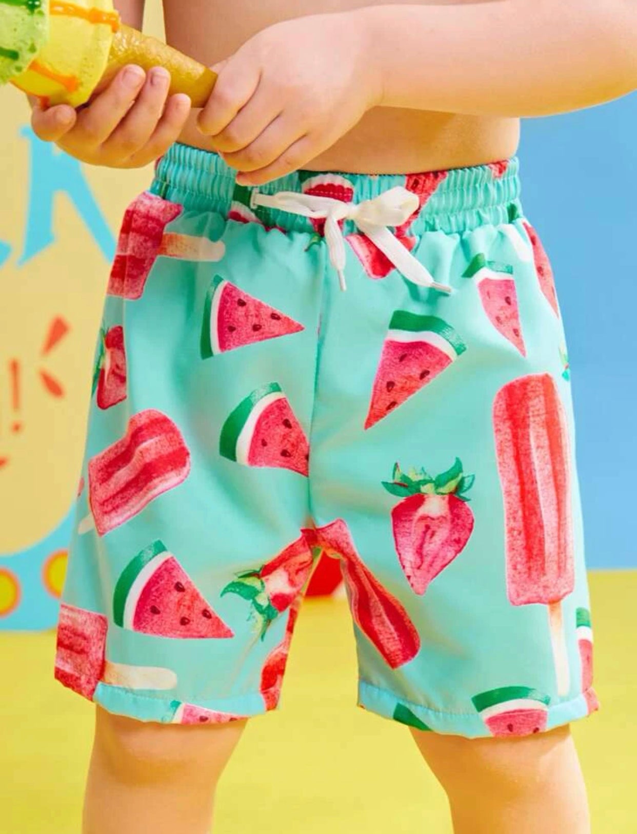 Toddler boys watermelon print swim shorts
