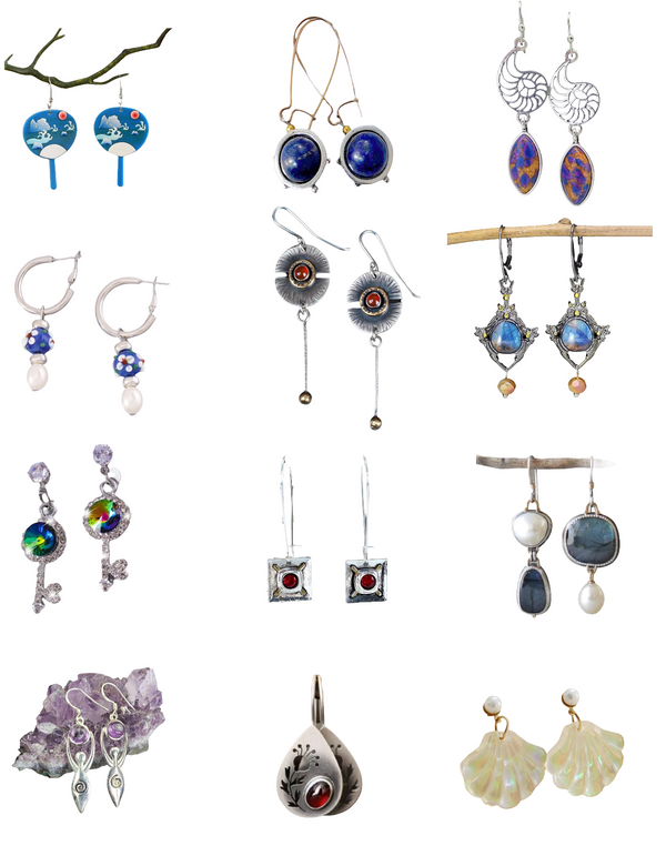 Set of 12 brilliant and fun dangle earrings