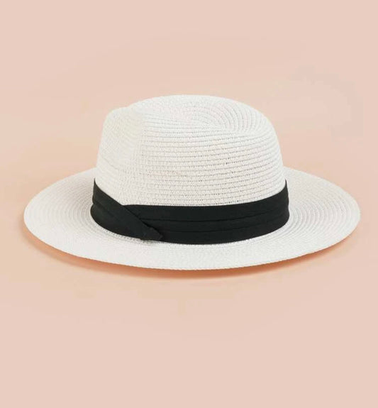 White minimalist straw hat - Christina’s unique boutique LLC