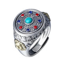 Silver Tai Chi Bagua mens ring. Adjustable in size.