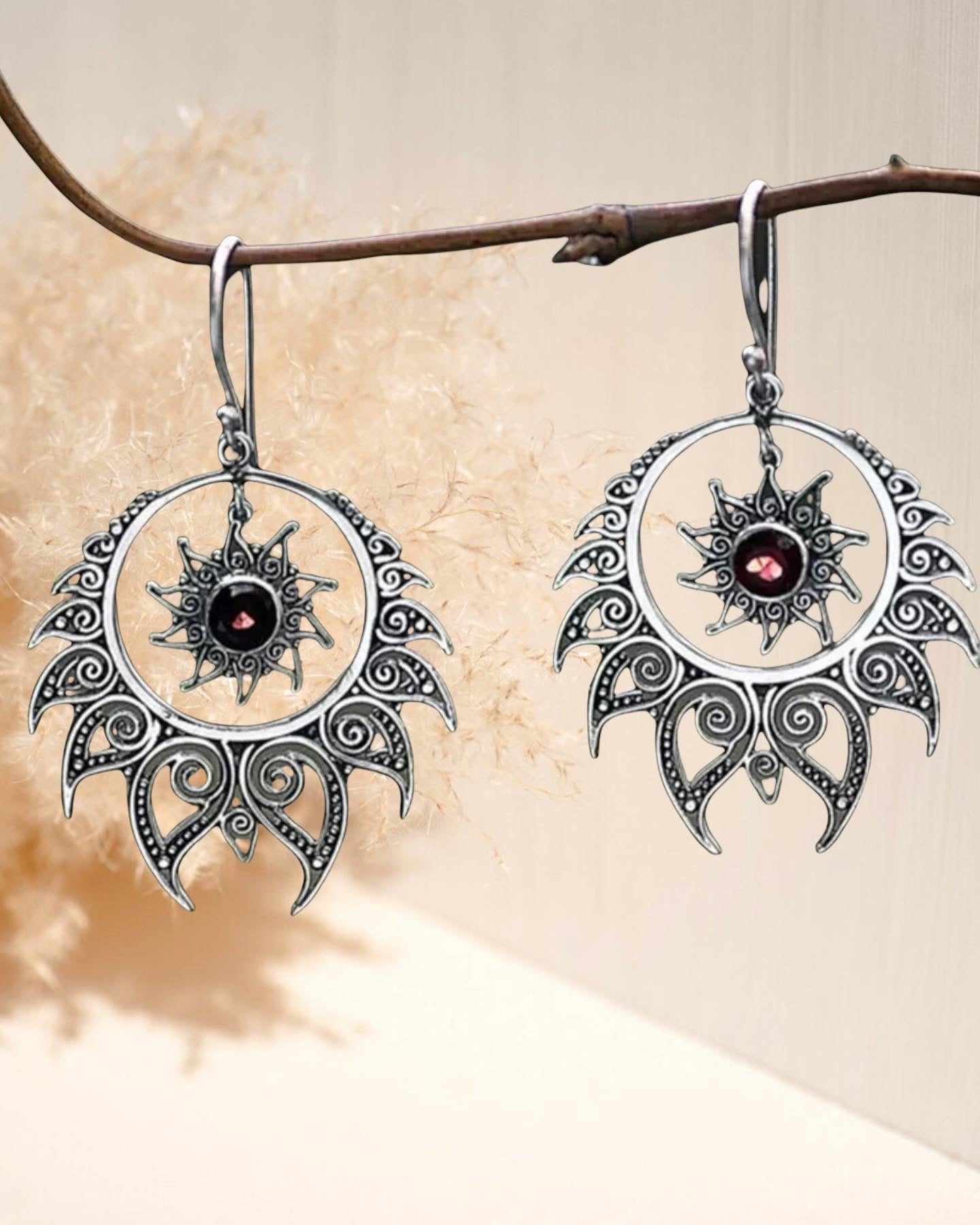 Vintage inspired Hollow Circle Metal  Spiral Rhinestone dangle earrings