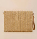 Tassel decor flap straw bag