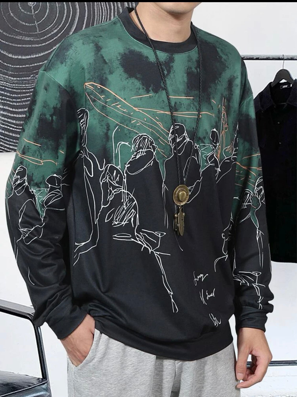 Men’s letter & graphic print sweatshirt