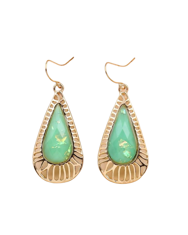 Light green decor water drop style dangle earrings