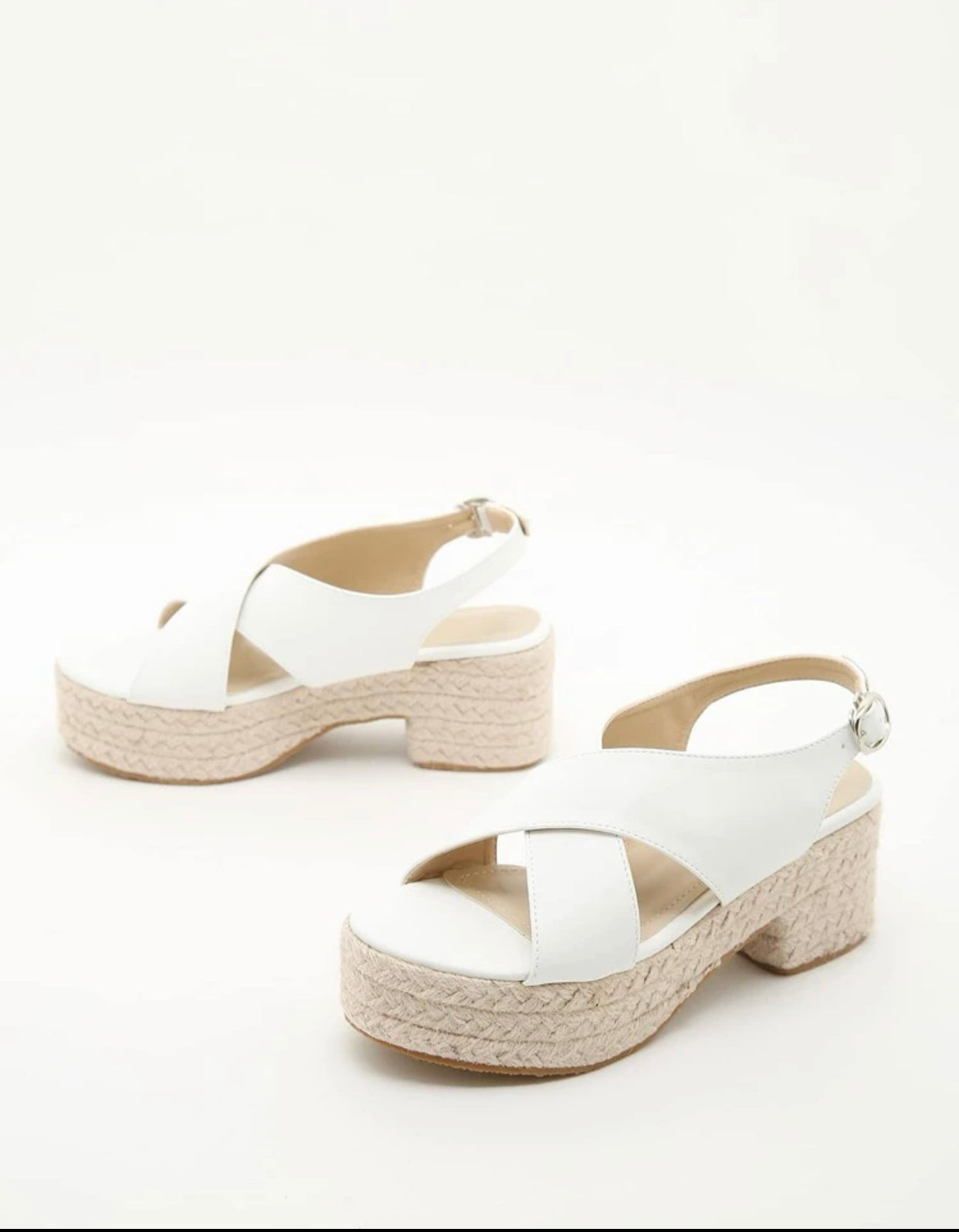 Buckle decor espadrille sling back wedge sandals
