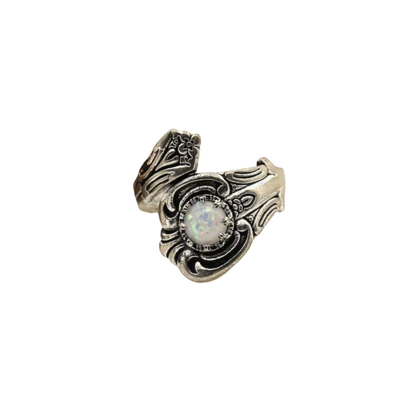 Gorgeous Opal spoon ring. Adjustable in size.