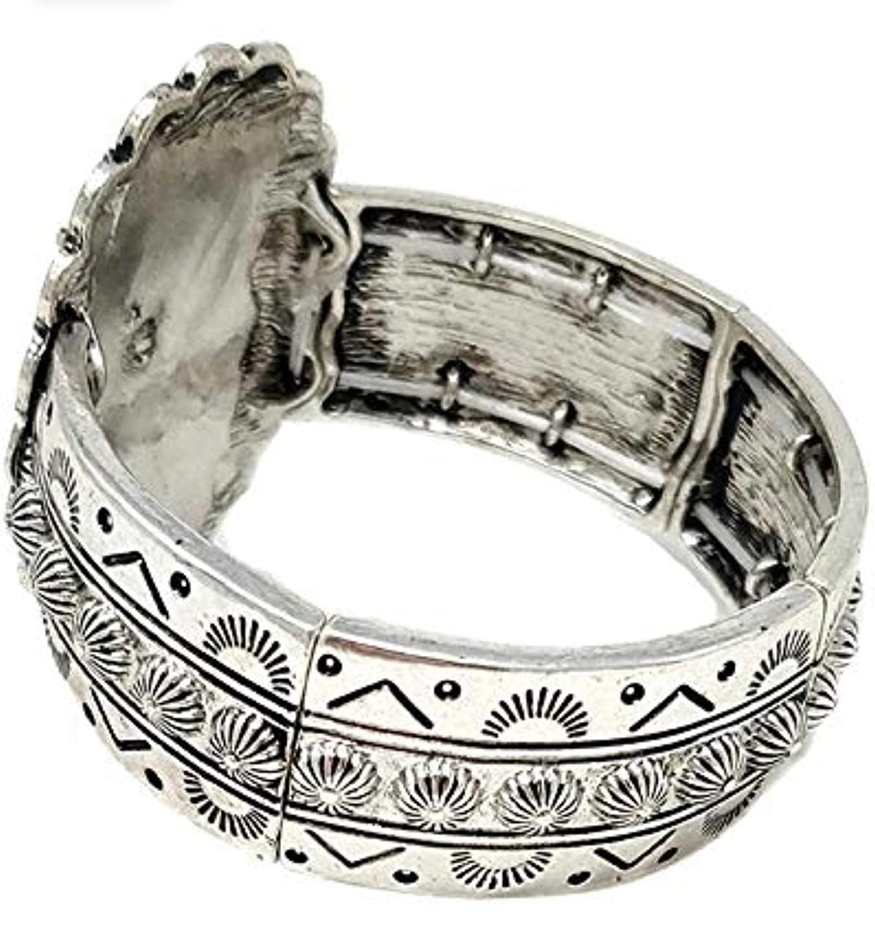 Western Flower Rhinestone Double Stretch Bracelet Navajo