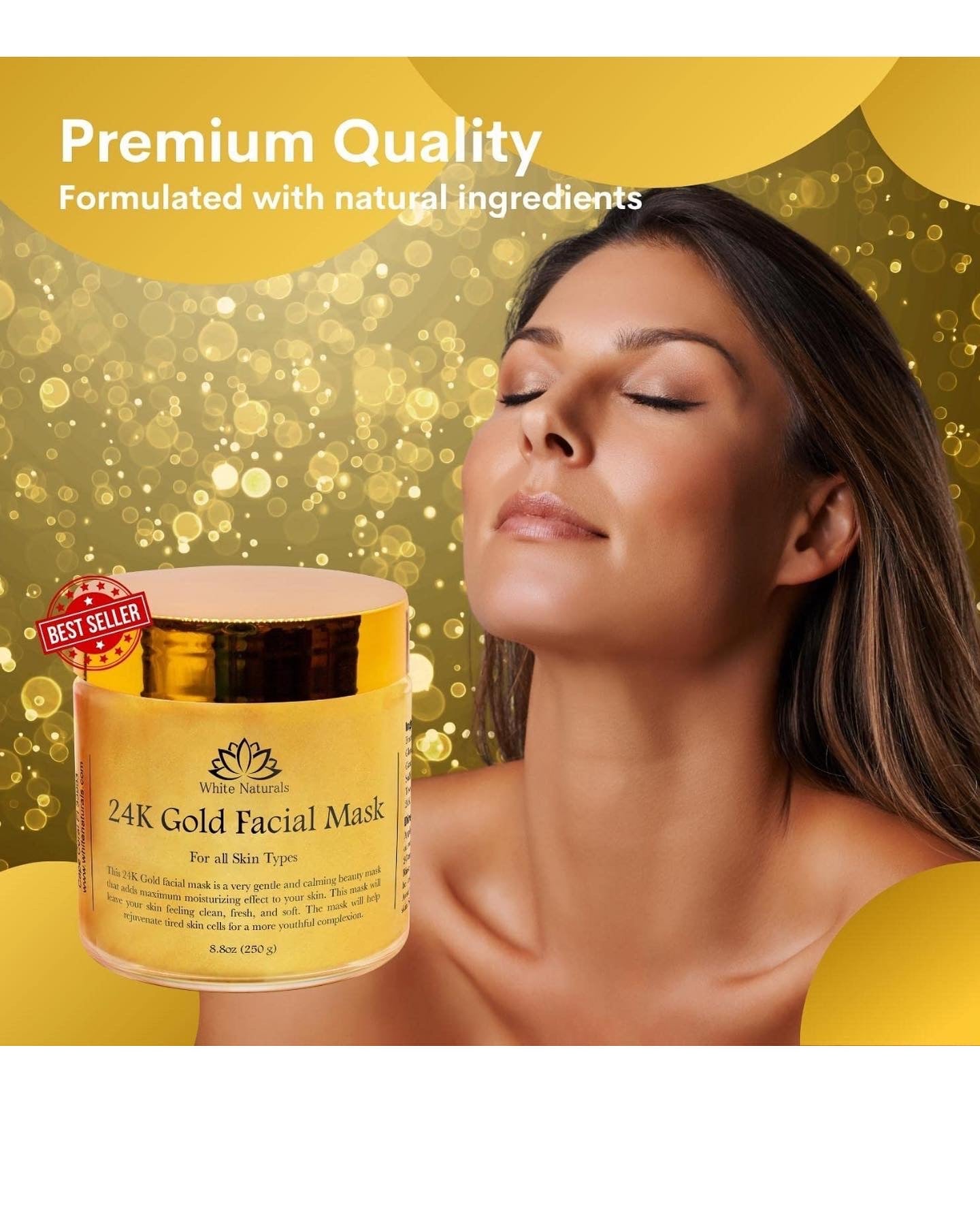 Gold Facial Mask By White Naturals: Anti-Aging 24K Gold Face Mask