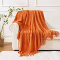 Burnt Orange Throw Blanket. Lightweight Textured Solid Fall Decor Throw, 50