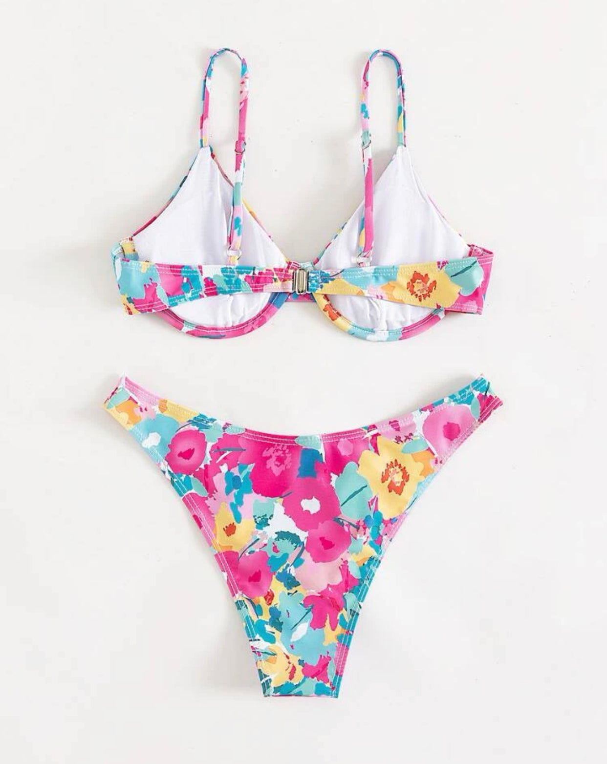 Random floral print underwire bikini swimsuit