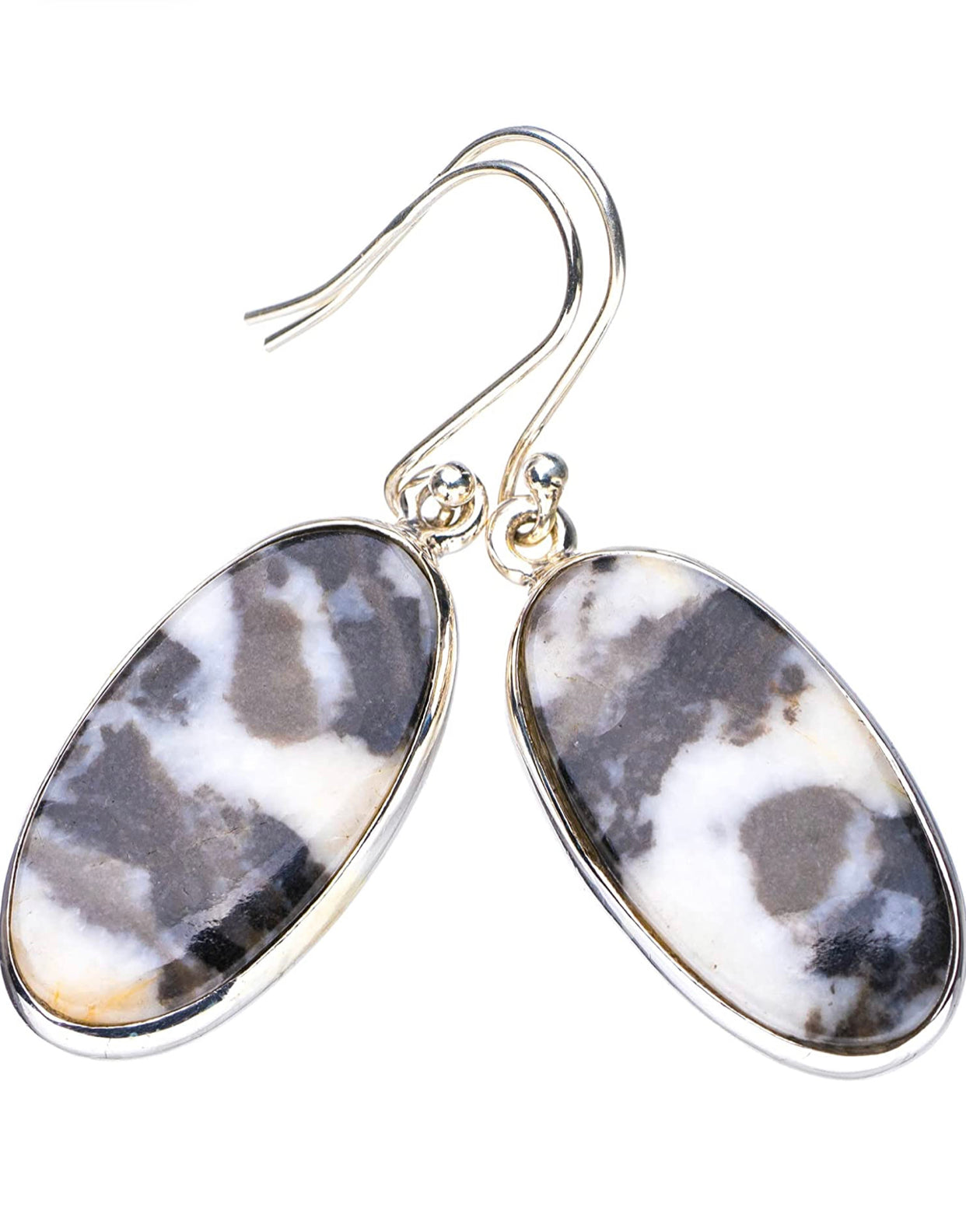 Natural Pinolith Jasper Handmade 925 Sterling Silver Earrings 1.75"