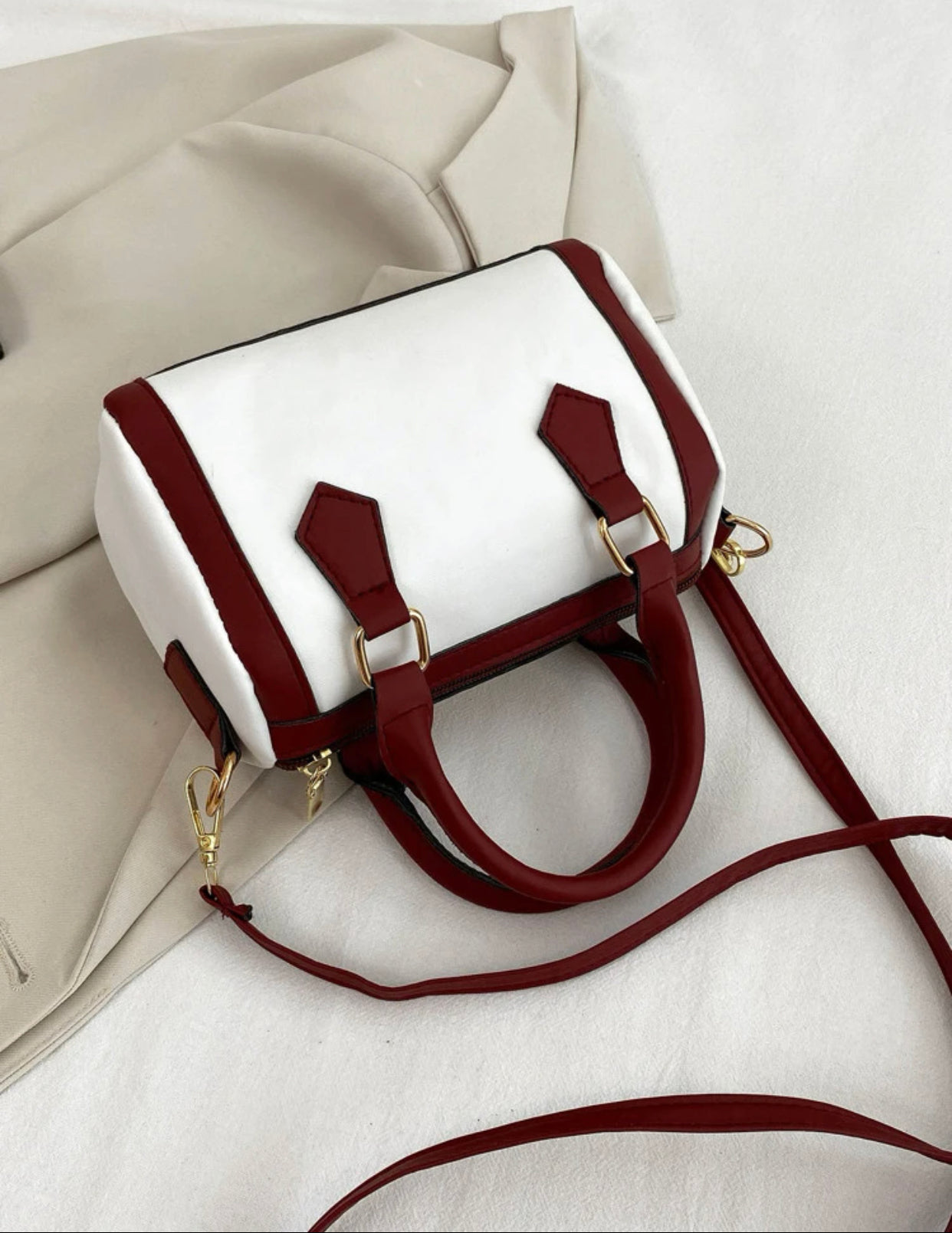 Mini two tone Boston bag