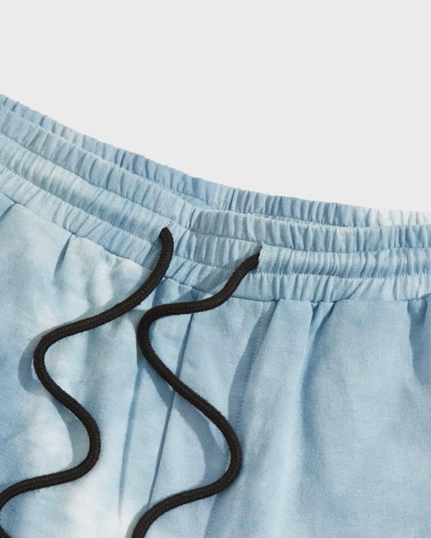 Men’s tie dye slogan graphic drawstring track shorts