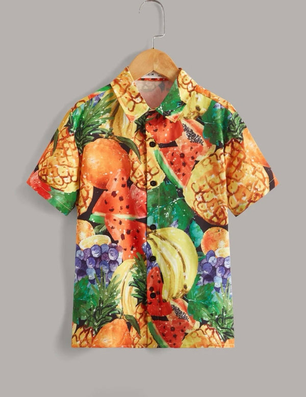 Boys Allover Fruit Print Shirt