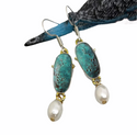 Green/blue turquoise and Pearl inspired dangle earrings. - Christina’s unique boutique LLC