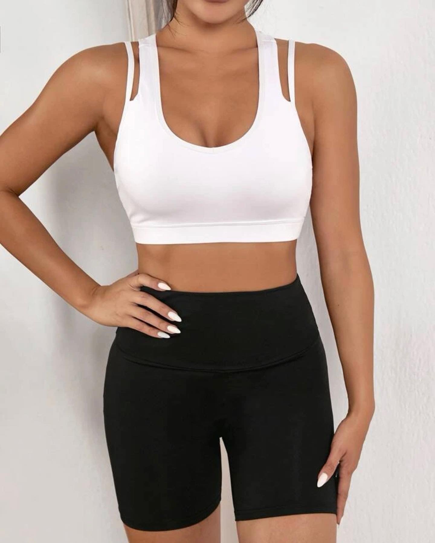 Black wide waistband sports shorts