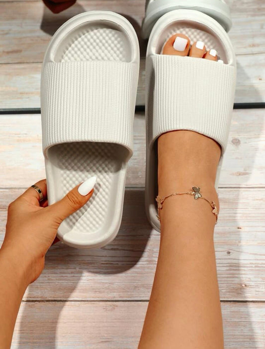 Minimalist Textured Open Toe Slides