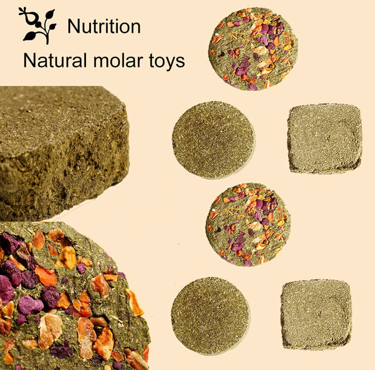 Rabbit Treat ,Natural Molar Timothy Hay Herbal Floral Scent Snack Chew Toys (12pcs)